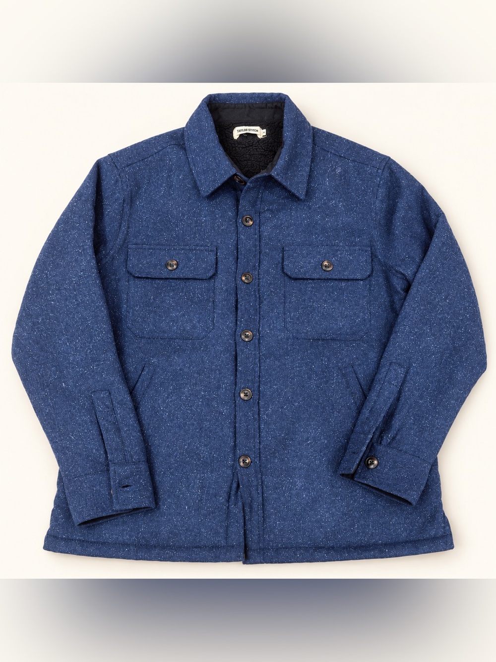 Taylor Stitch Chandler Jacket 42 Large Navy Donegal Wool Silk Sherpa Lined